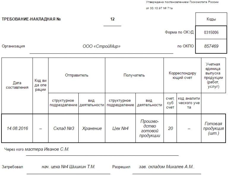 Где в 1с комплексная автоматизация требование накладная